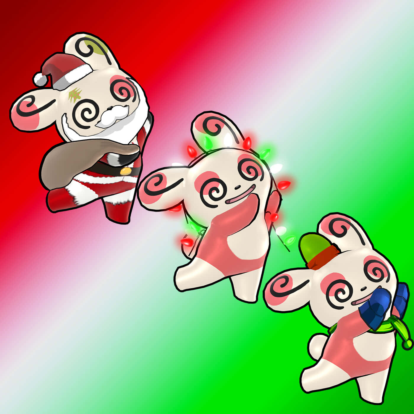 Spinda, gradient background, red to green gradient, HD Desktop Wallpaper