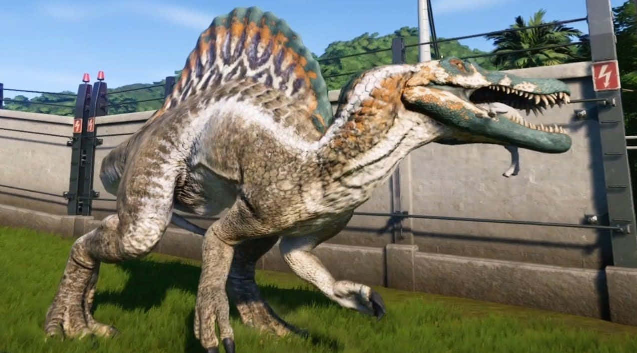 Spinosaurus, spiky-backed dinosaur, desert setting, SD Desktop Wallpaper