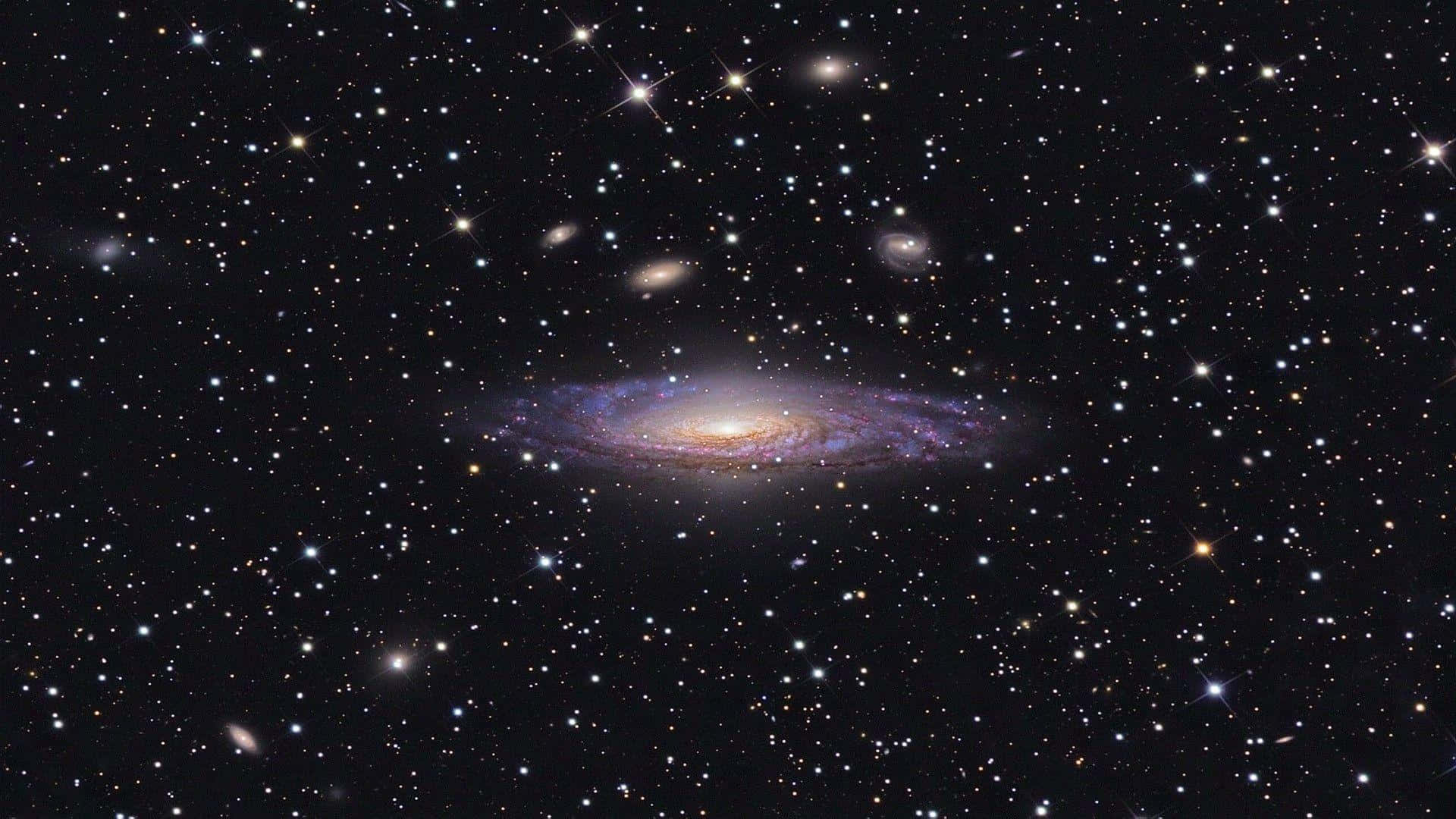 Spiral Galaxy, purple, gold, Full HD Desktop Wallpaper