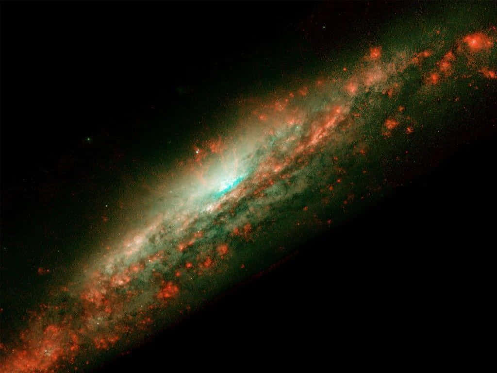 Spiral Galaxy, fiery red, teal, SD Desktop Wallpaper