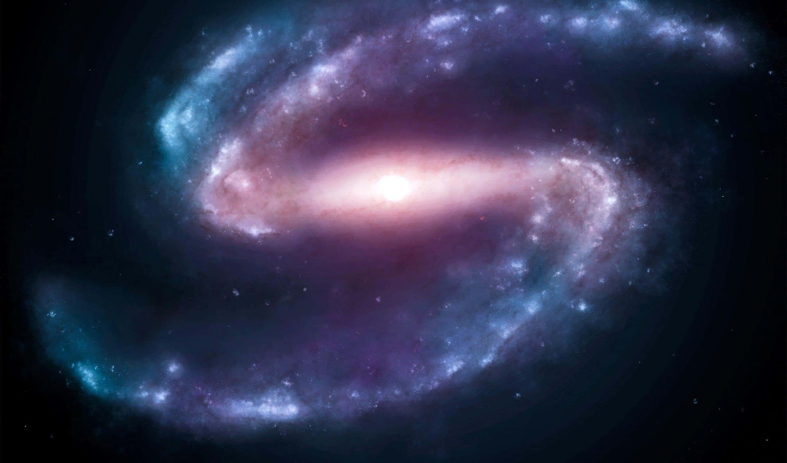 Spiral Galaxy, pink nebulae, teal nebulae, 2K Desktop Wallpaper