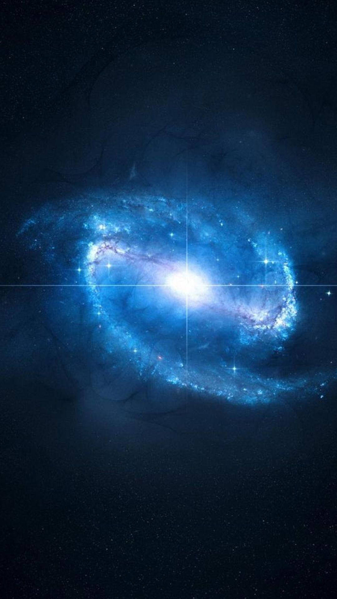 Spiral Blue Galaxy, luminous blue spiral galaxy, star-speckled cosmic void, Full HD Phone Wallpaper