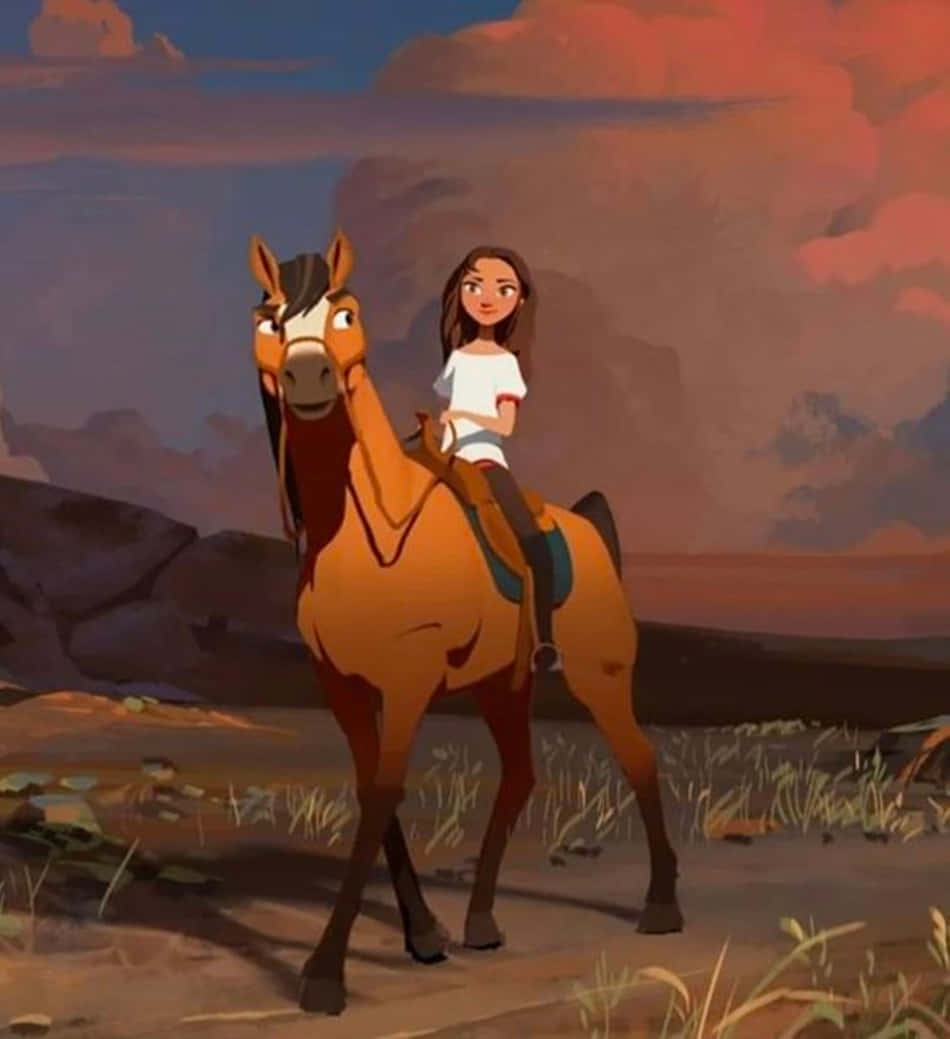 Spirit Riding Free, dusk, brown horse, SD Phone Wallpaper