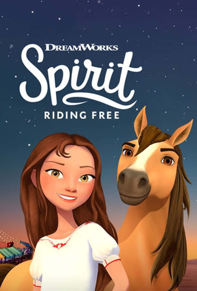 Spirit Riding Free, DreamWorks animated movie poster, starry twilight sky, SD Phone Wallpaper