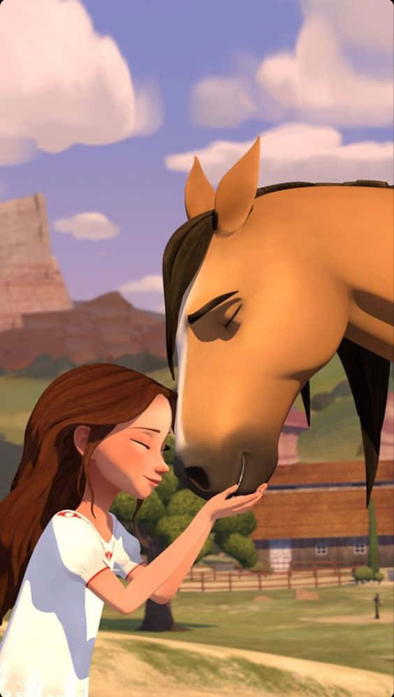 Spirit Riding Free, brown horse, sunlit countryside, SD Phone Wallpaper