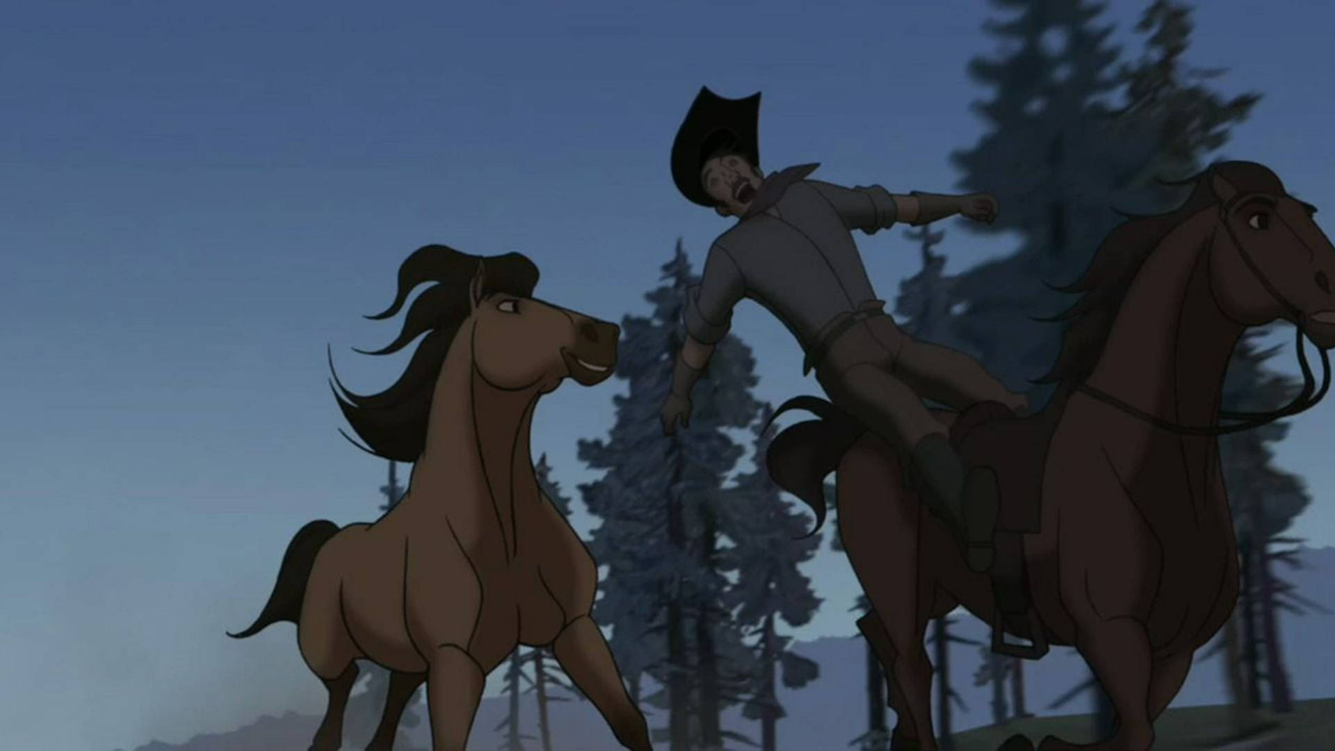 Spirit Stallion Of The Cimarron, twilight forest, cowboy, Full HD Desktop Wallpaper