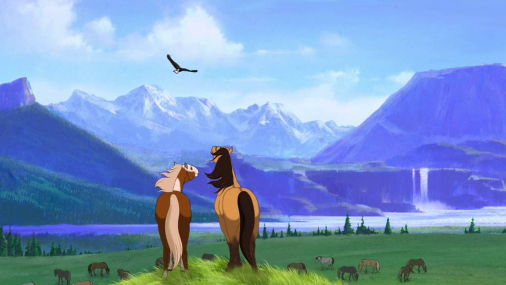 Spirit Stallion Of The Cimarron, horses, vibrant green meadow, Full HD Desktop Wallpaper