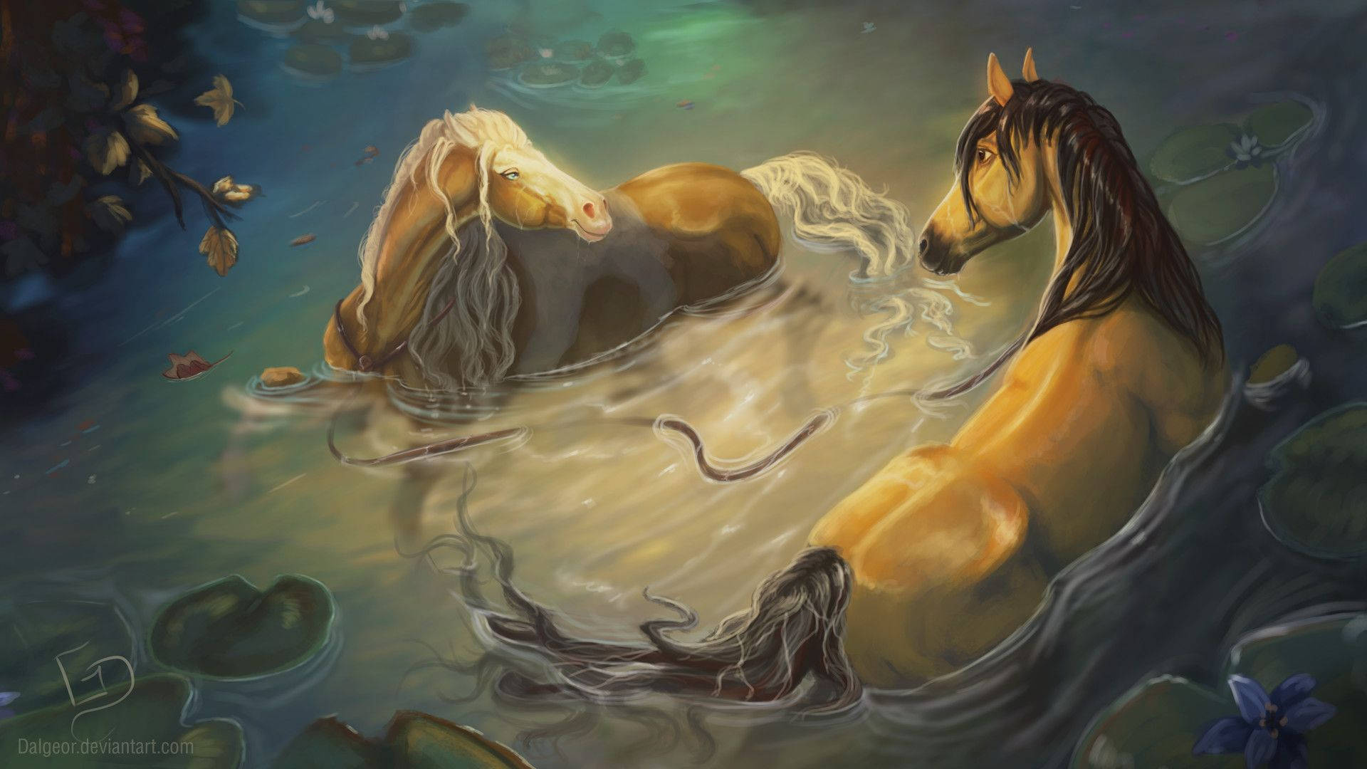 Spirit Stallion Of The Cimarron, horses, water, Full HD Desktop Wallpaper