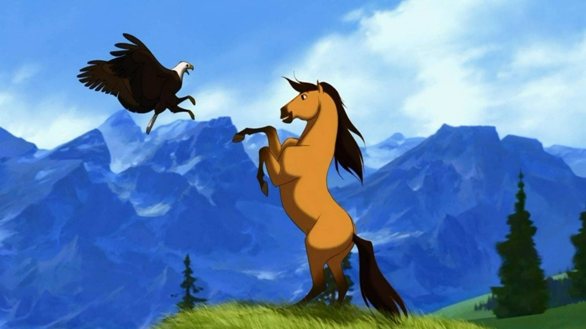 Spirit Stallion Of The Cimarron, bald eagle, animated horse, Full HD Desktop Wallpaper