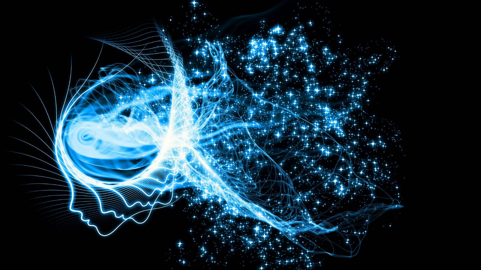 Blue Spirit, glowing blue digital silhouette, swirling energy, Full HD Desktop Wallpaper