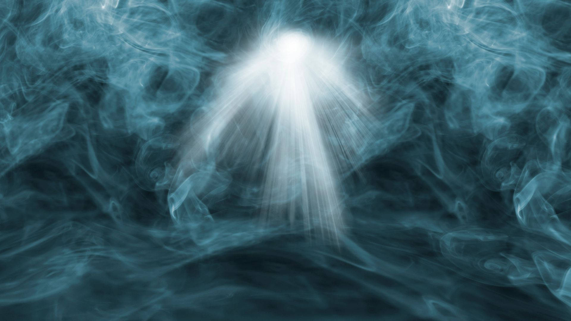 White Spirit Smoke, teal smoke, radiant white light, Full HD Desktop Wallpaper