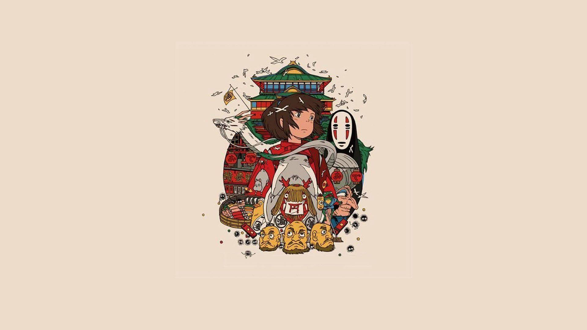 Spirited Away, young girl, ghostly figure, Full HD Desktop Wallpaper