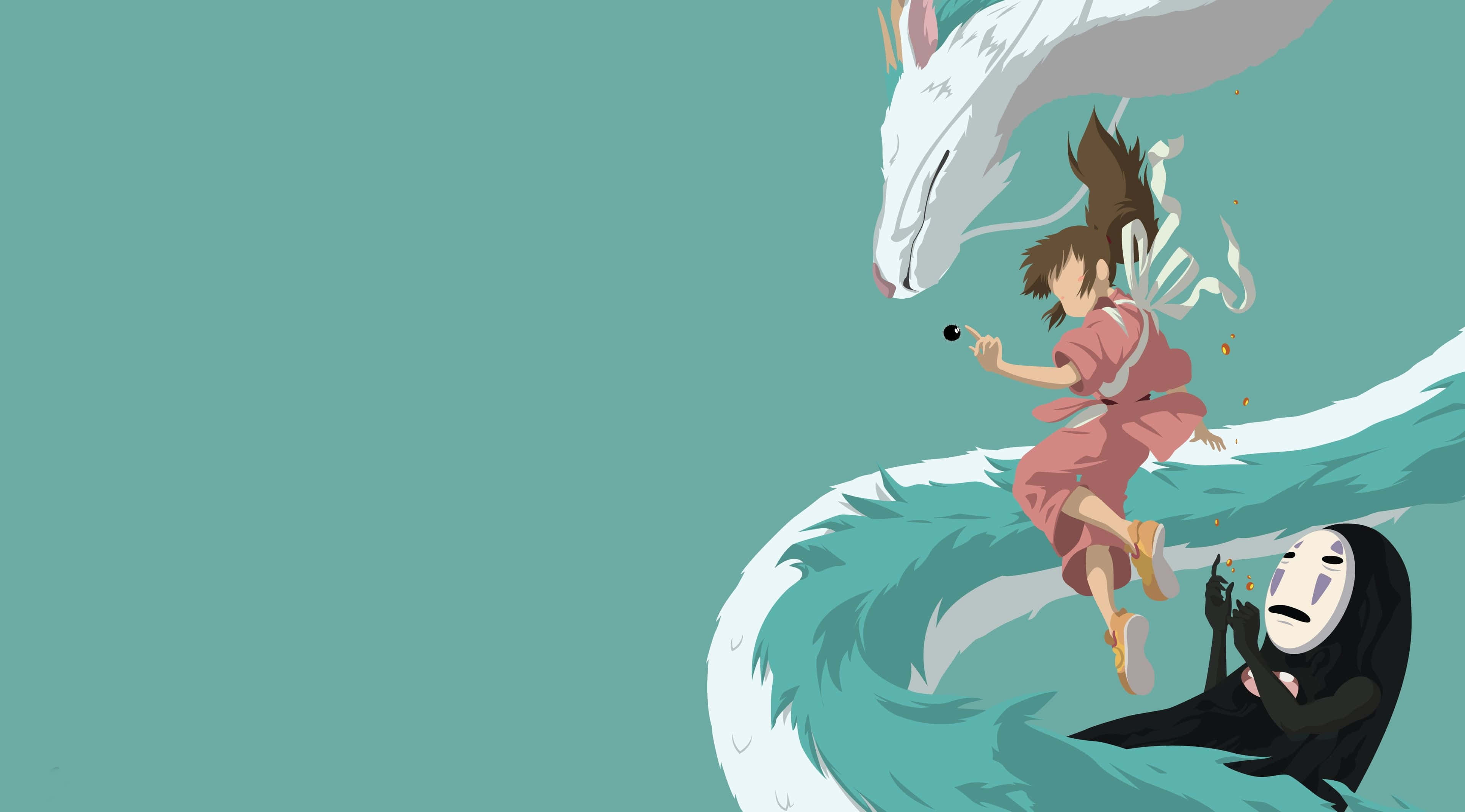 Spirited Away, minimalist, pink, 4K Desktop Wallpaper