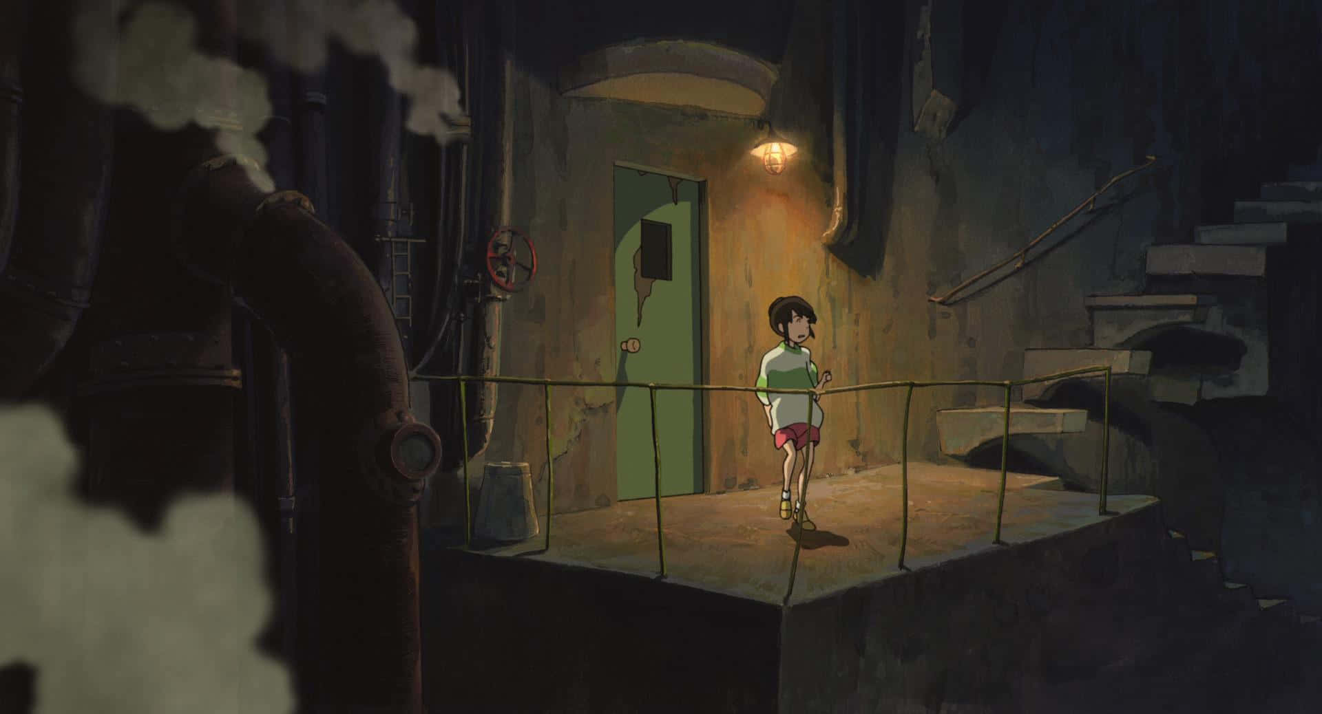 Spirited Away, outside staircase, dimly lit, Full HD Desktop Wallpaper
