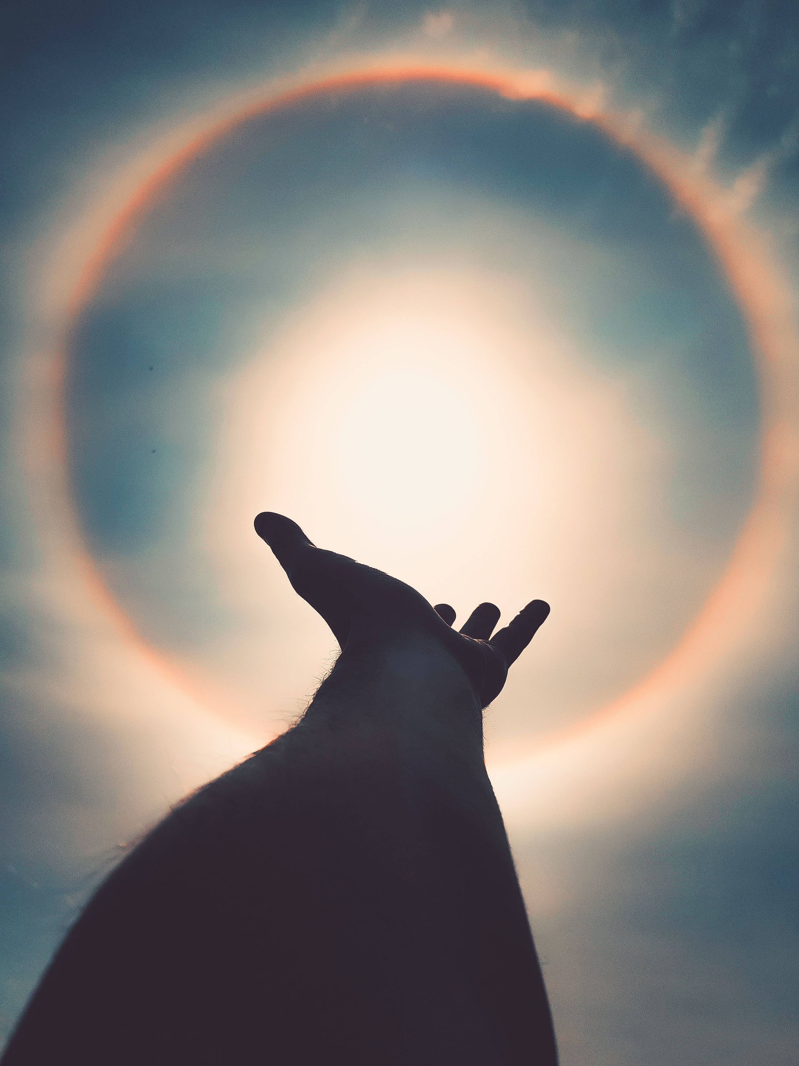 Spiritual Aesthetic, hand, radiant solar corona, 4K Phone Wallpaper