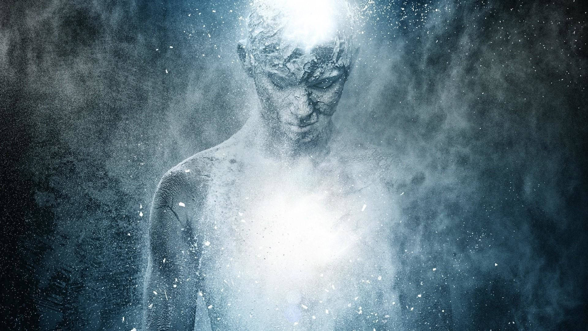 Spiritual Aesthetic, glowing humanoid figure, swirling mist, Full HD Desktop Wallpaper