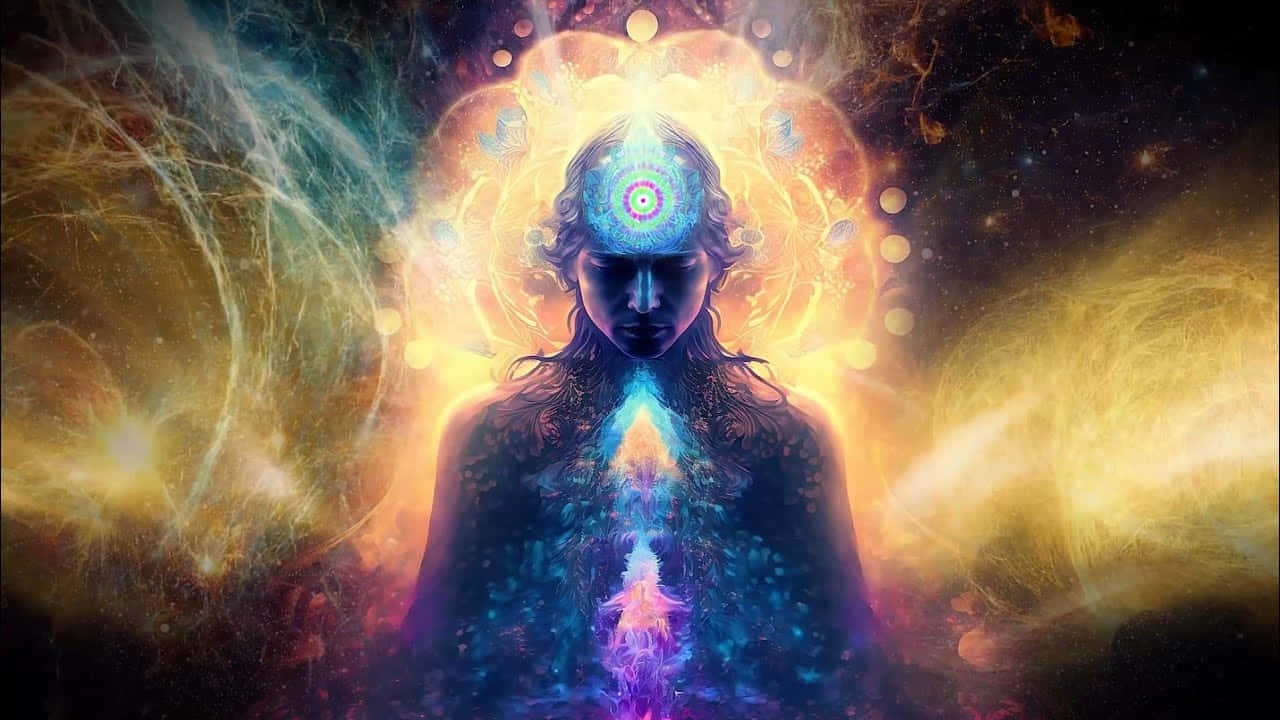 spiritual awakening, glowing cosmic energy, swirling nebula, HD Desktop Wallpaper
