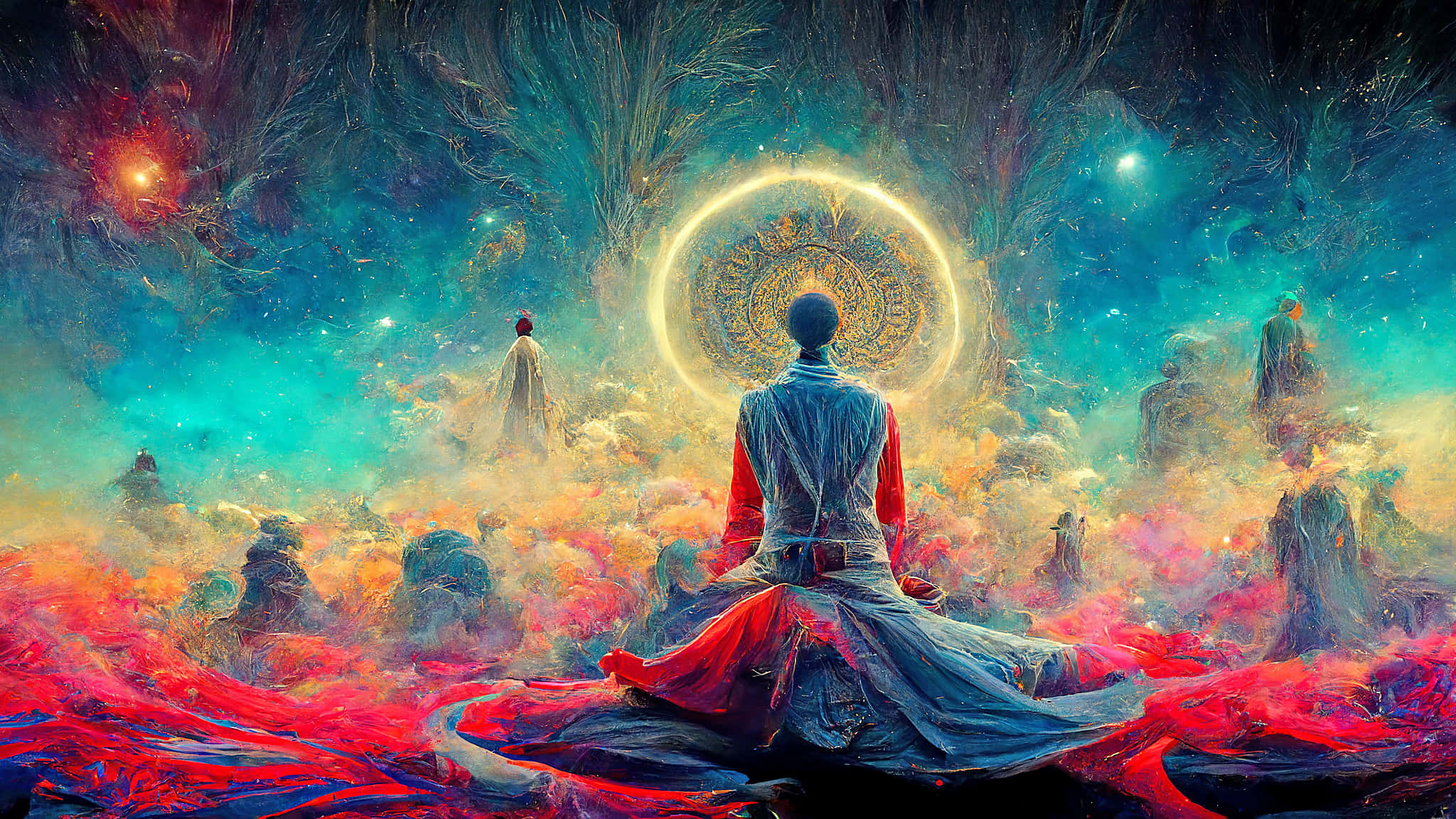 spiritual awakening, cosmic portal, surreal landscape, Full HD Desktop Wallpaper
