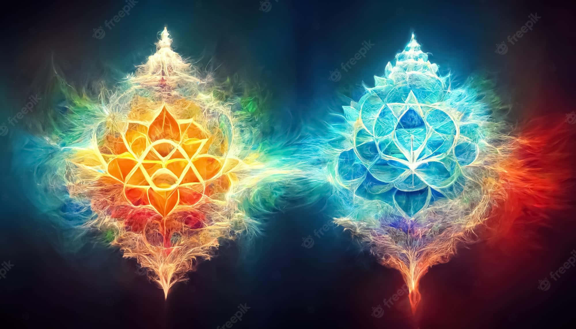 flower of life symbols, chakra mandalas, fiery orange, Full HD Desktop Wallpaper