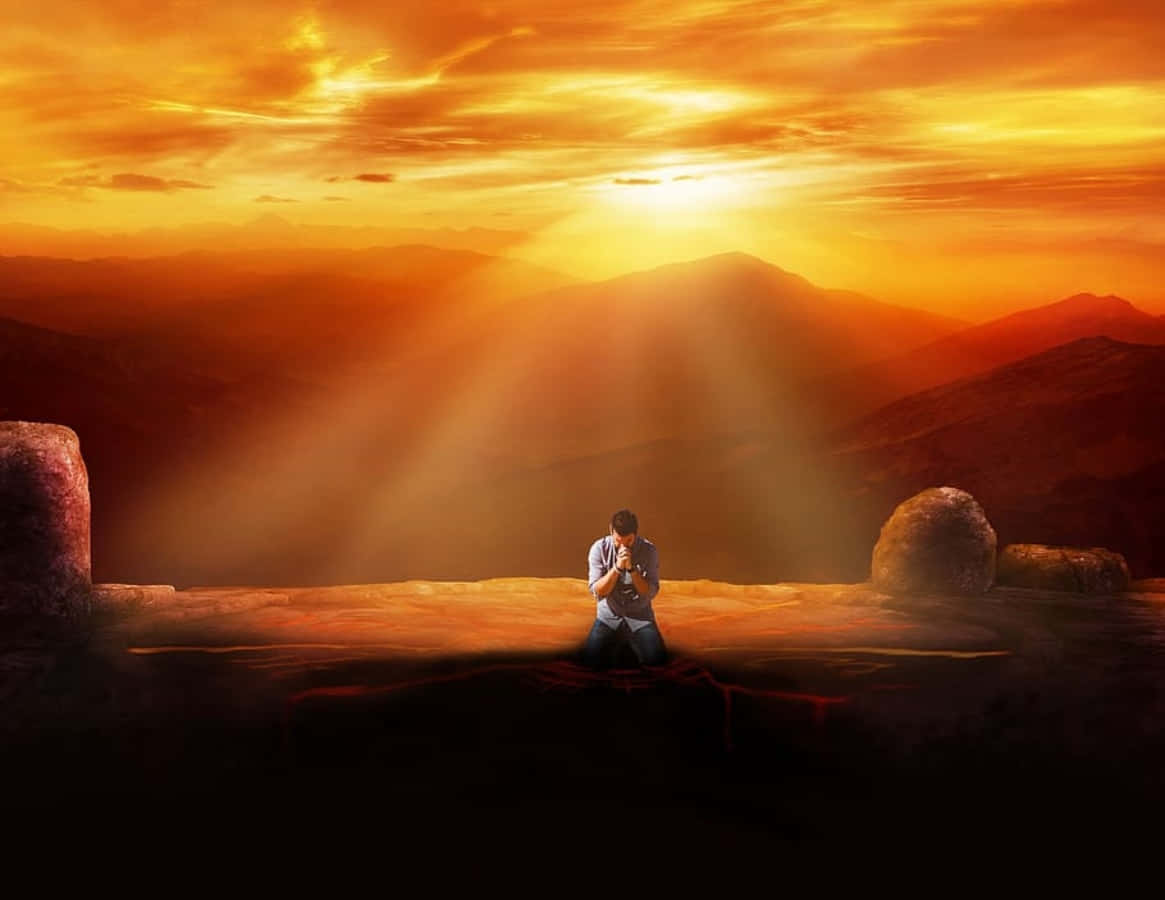 spirituality, mountain ridge, golden sunbeams, SD Desktop Wallpaper