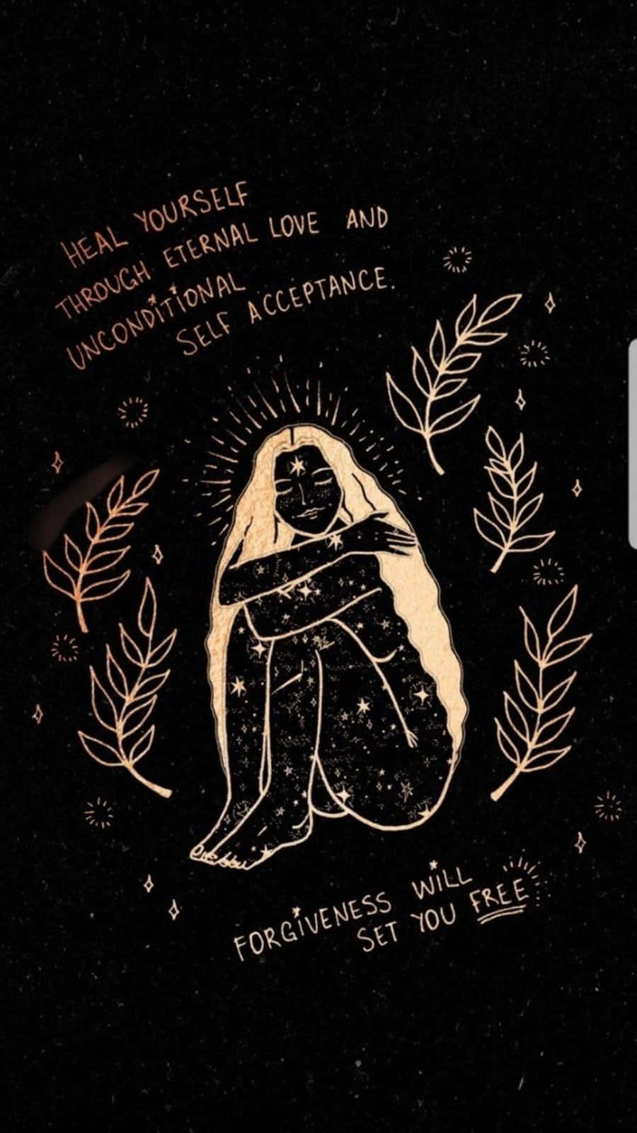spirituality 900 x 1599 wallpaper, golden line-art illustration, starry-haired figure, HD Phone Wallpaper
