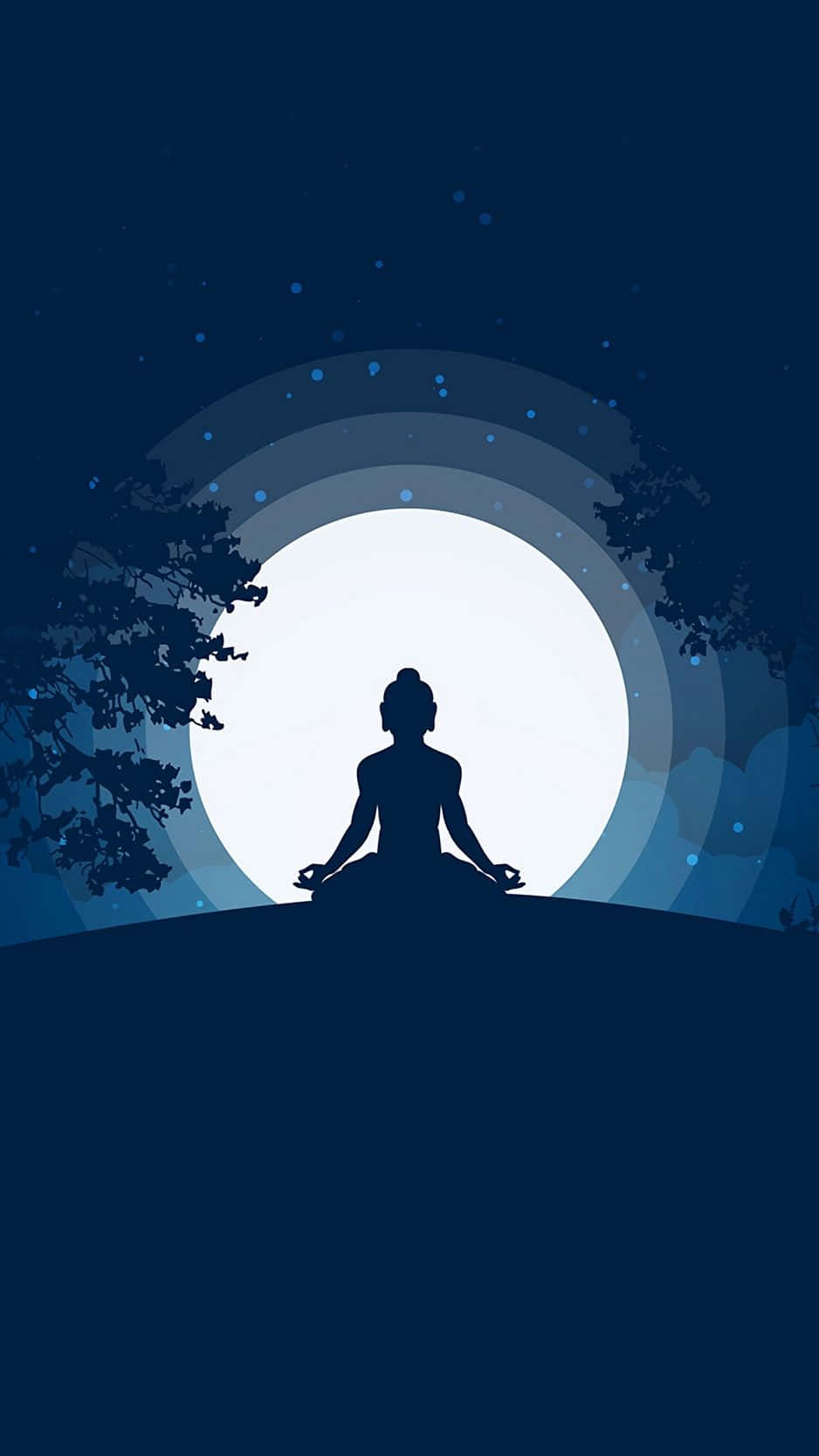 spiritual meditation, lotus pose, glowing full moon, HD Phone Wallpaper