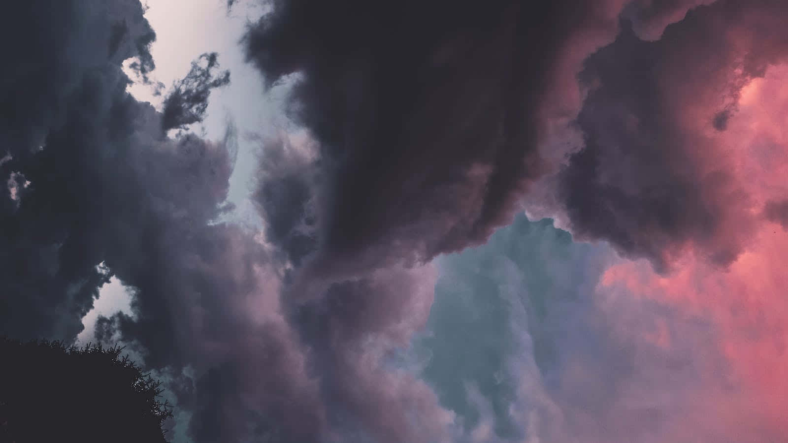 Spiritual Warfare, dark clouds, pink and teal hues, HD Desktop Wallpaper