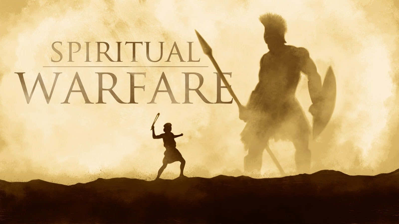 Spiritual Warfare, lone warrior, towering shadowy giant, HD Desktop Wallpaper
