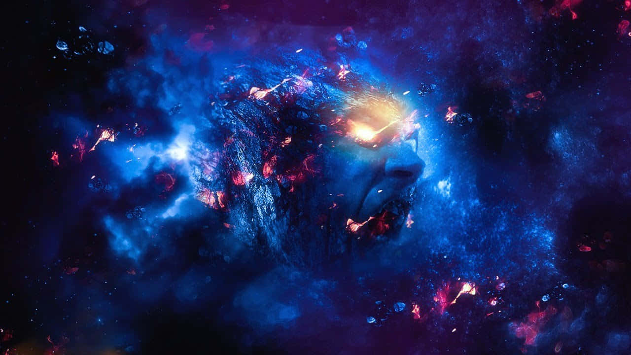 Spiritual Warfare, blue and red nebulae, glowing eyes, HD Desktop Wallpaper