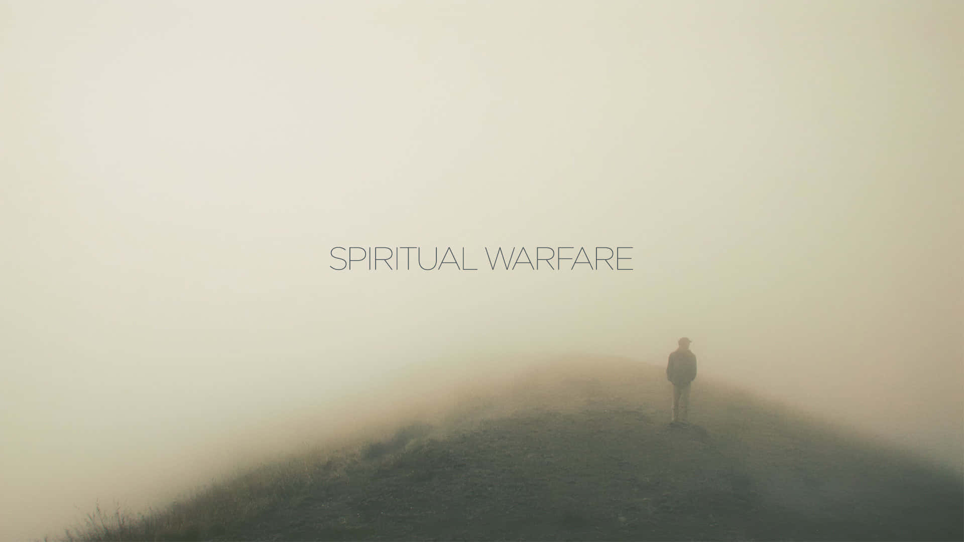 spiritual warfare, mist-covered hill, hazy sky, Full HD Desktop Wallpaper