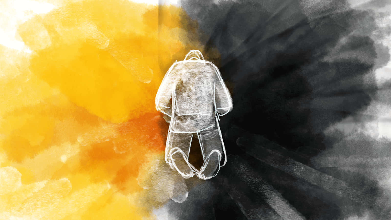 spiritual warfare, white chalk outline, kneeling figure, HD Desktop Wallpaper
