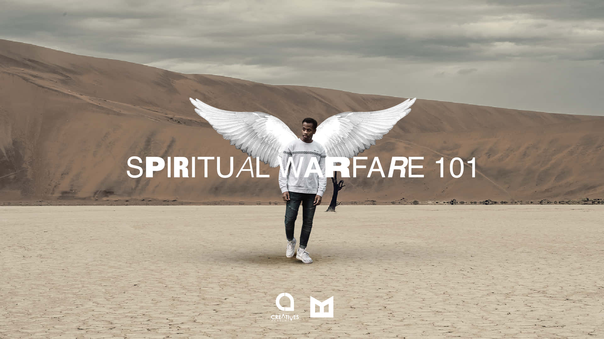 Spiritual Warfare, white angel wings, barren desert, Full HD Desktop Wallpaper