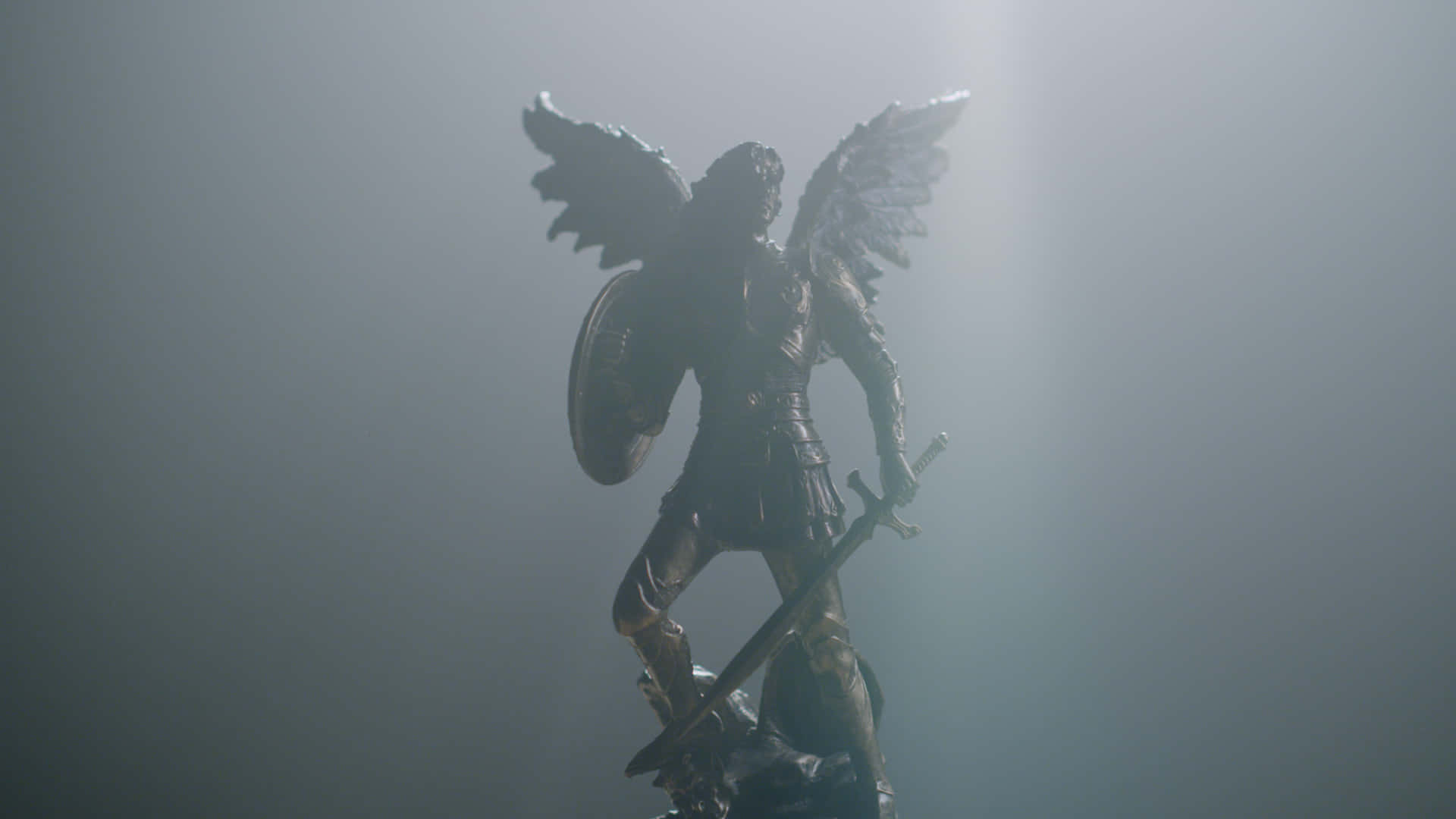 angel, shield, dark-winged, Full HD Desktop Wallpaper