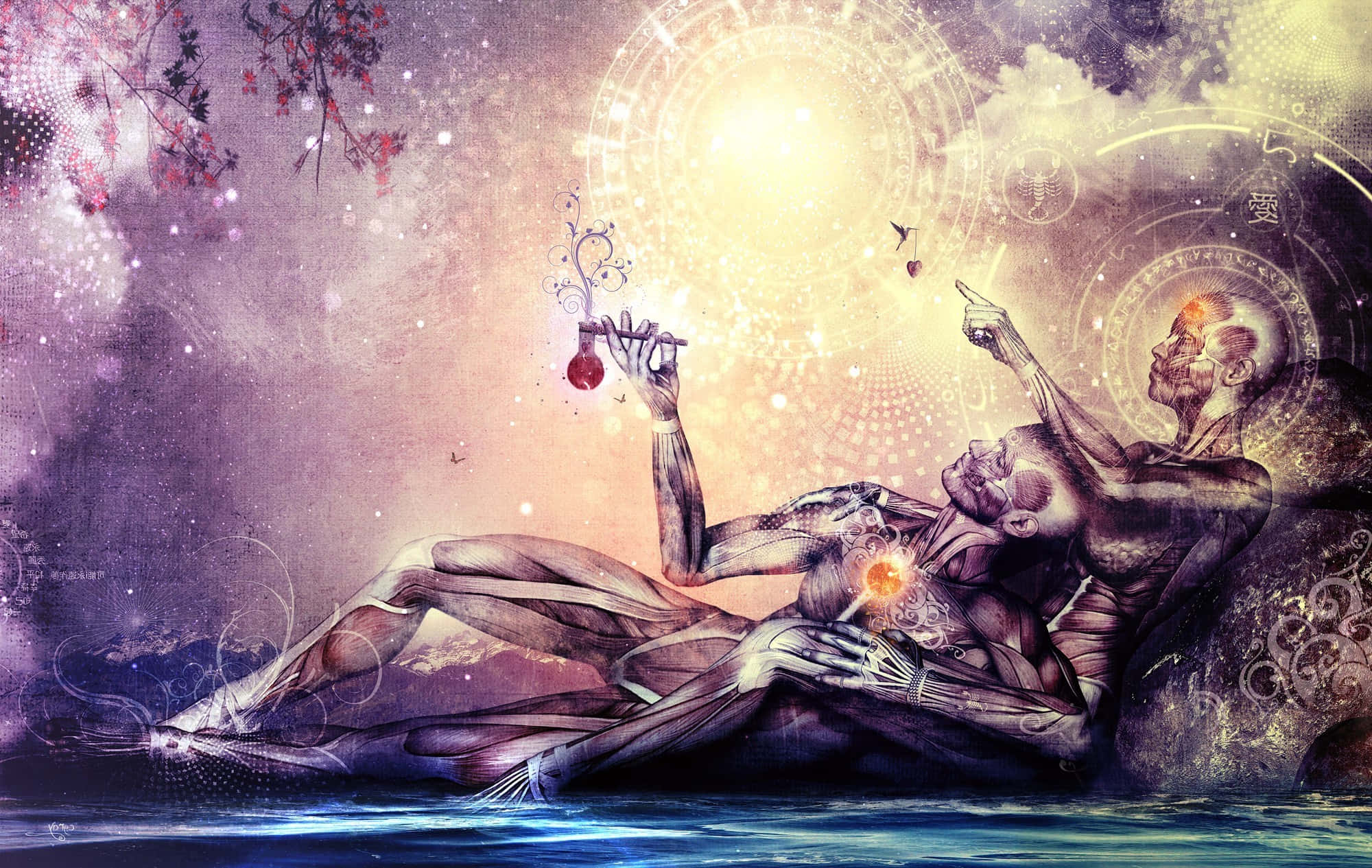 spirituality, mystical figure, glowing orb, Full HD Desktop Wallpaper