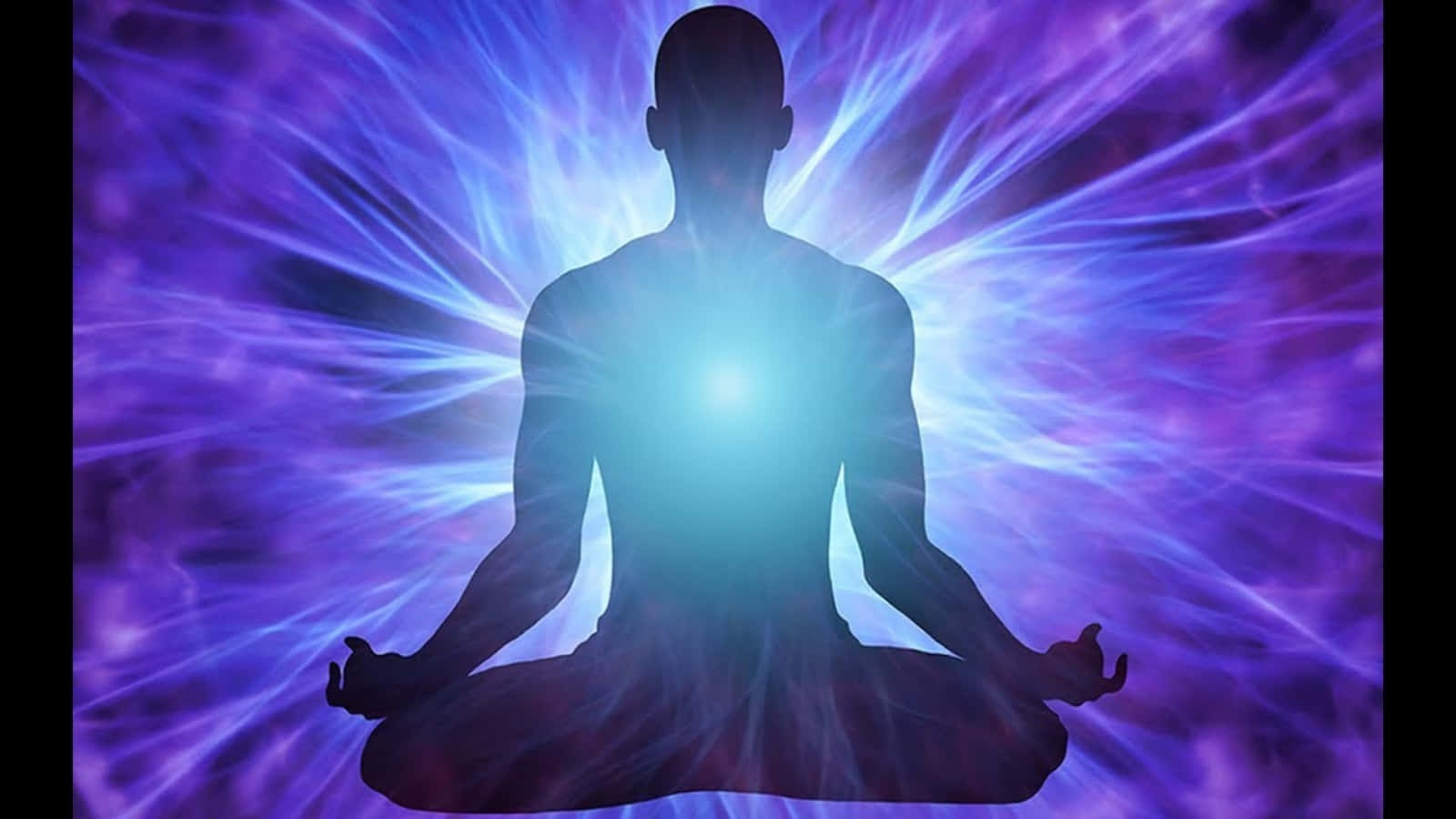 spirituality, meditating person, bright blue light, HD Desktop Wallpaper
