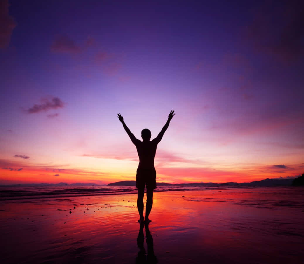 spirituality, wet beach, sunset, SD Desktop Wallpaper