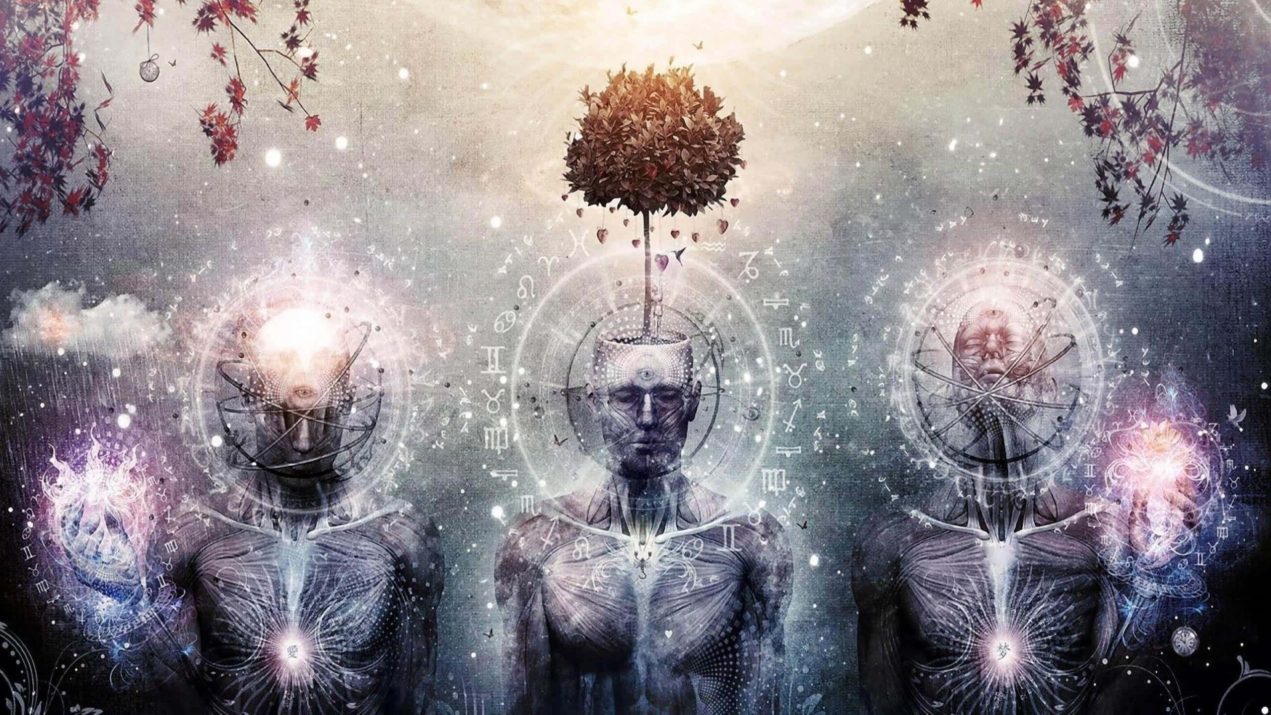 spirituality, zodiac symbols, tree of autumn leaves, 2K Desktop Wallpaper