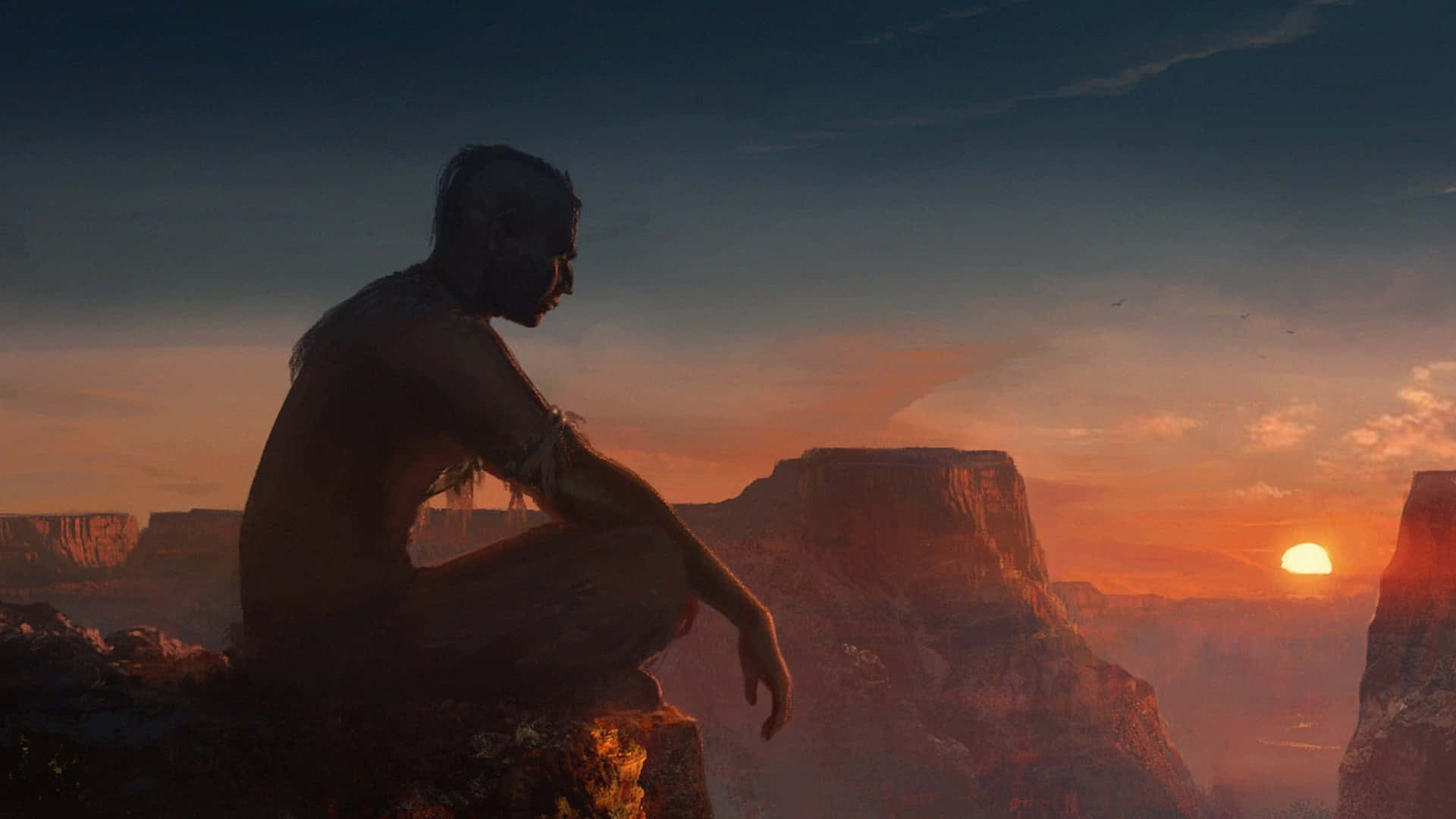 spirituality, cliff, sunset, Full HD Desktop Wallpaper