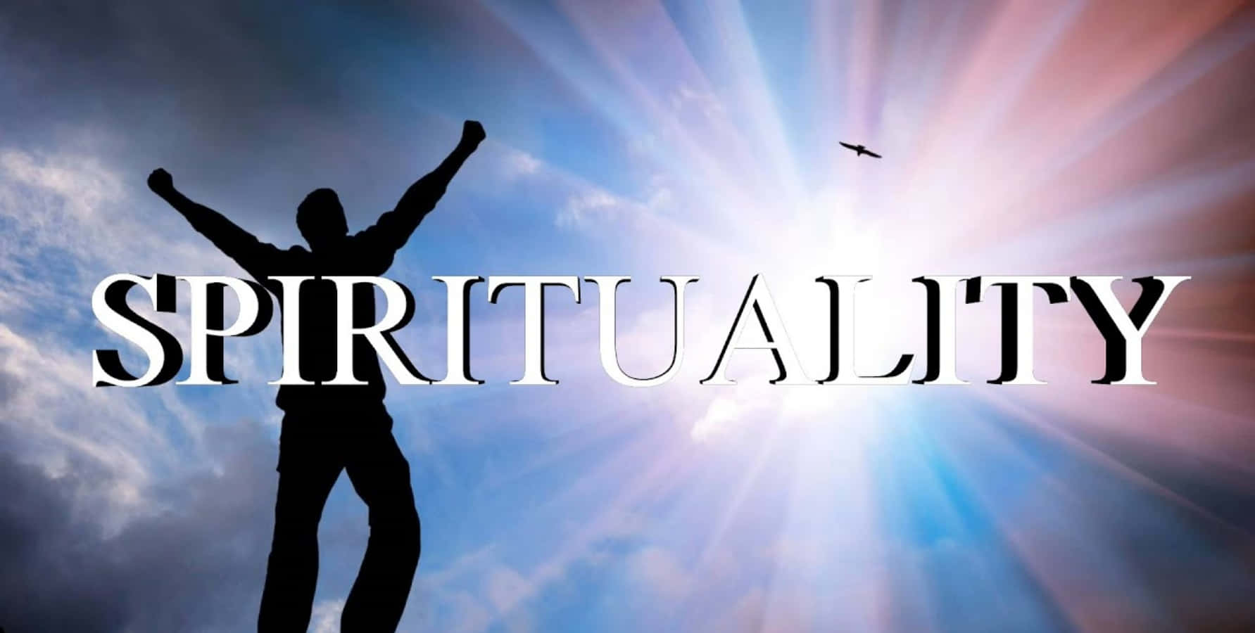 spirituality, sunburst sky, silhouetted person, HD Desktop Wallpaper
