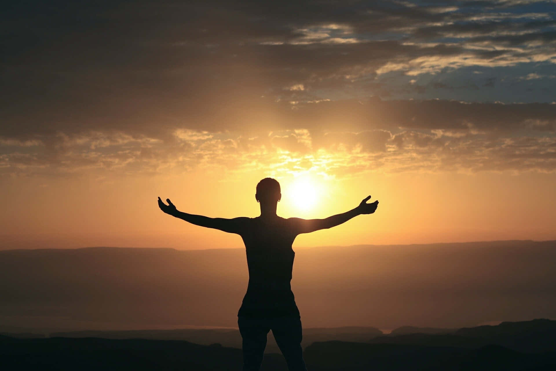 spirituality, vibrant sunset sky, golden light, Full HD Desktop Wallpaper