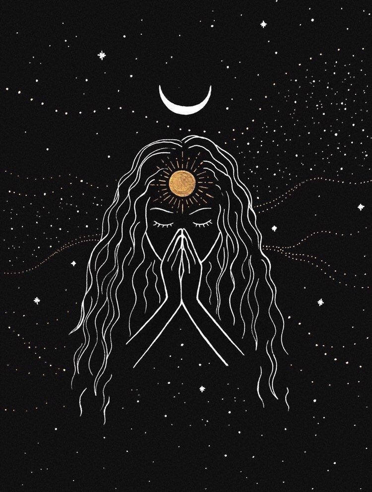 crescent moon, stars, black background, SD Phone Wallpaper