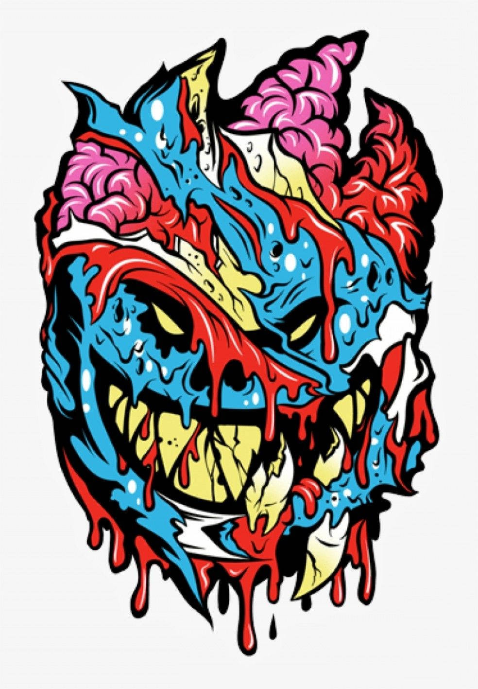 Spitfire Logo, zombie aesthetic, dripping red blue and pink gooous textures, HD Phone Wallpaper