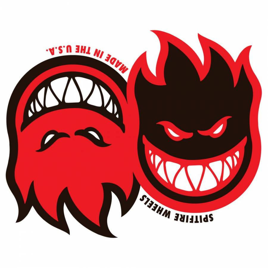 Spitfire Logo, red devil faces, black outline, SD Desktop Wallpaper