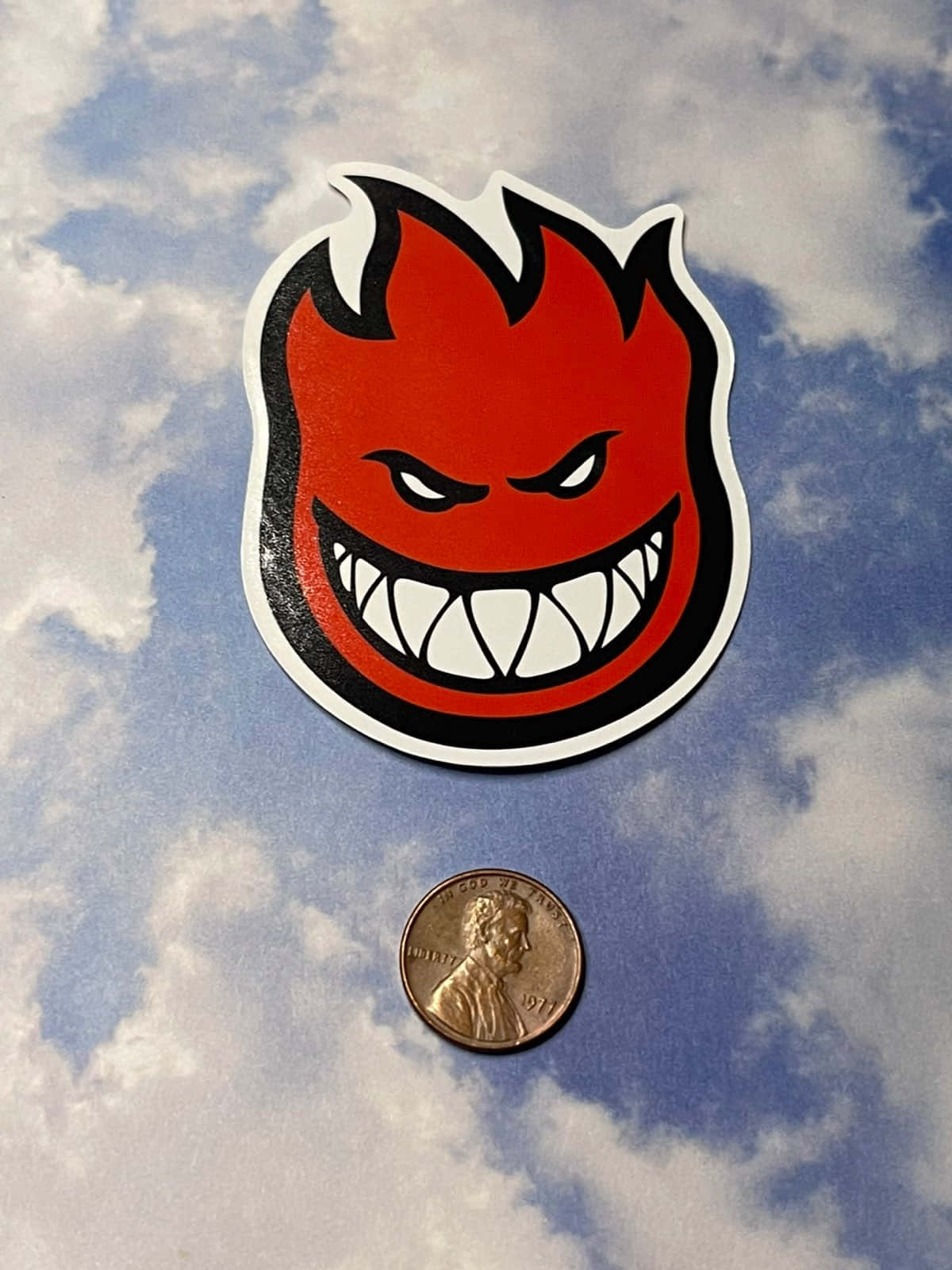 Spitfire Skate, red devil sticker, sharp teeth, HD Phone Wallpaper