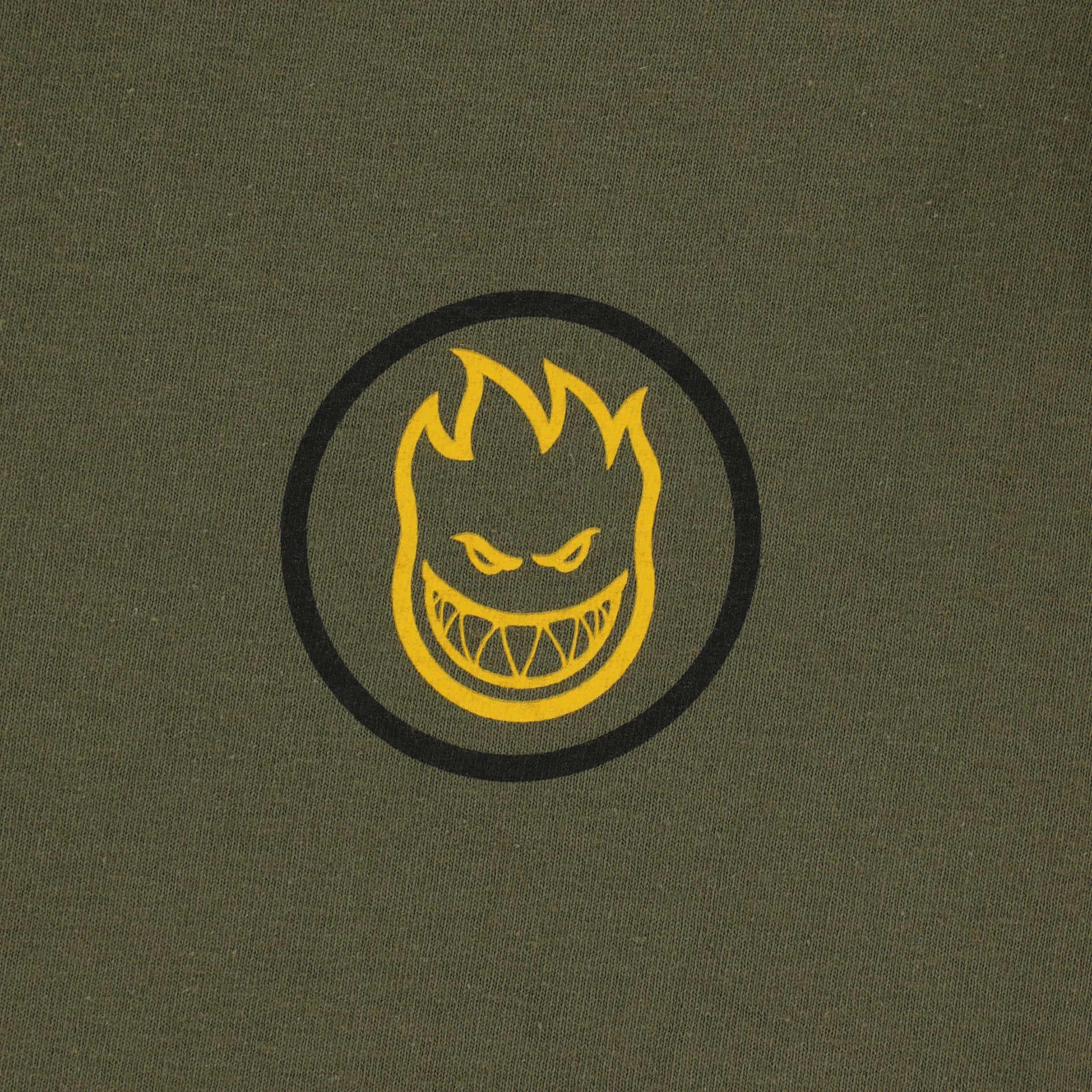 Spitfire Skate, yellow flame-headed logo, black circle, Full HD Desktop Wallpaper