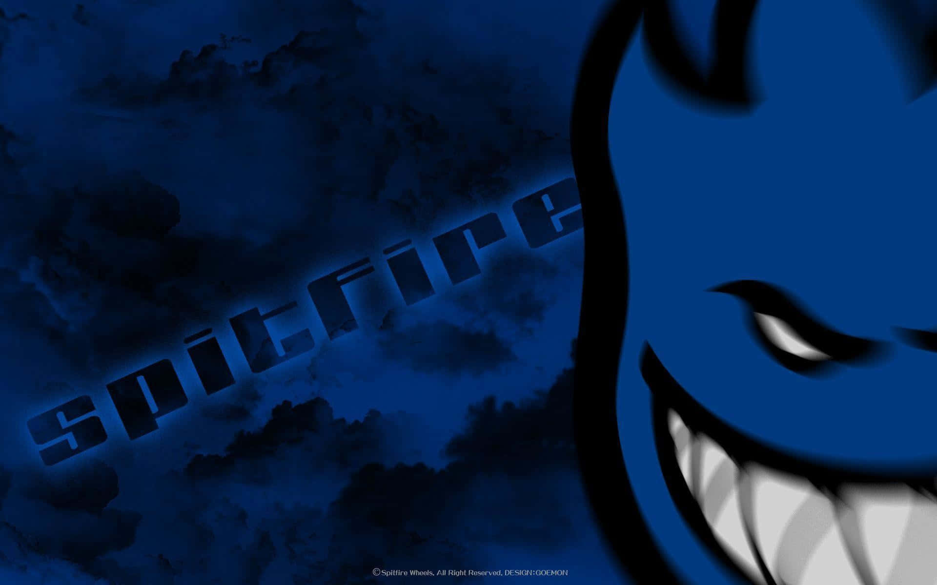 Spitfire Skate, blue devil face, glowing eyes, Full HD Desktop Wallpaper
