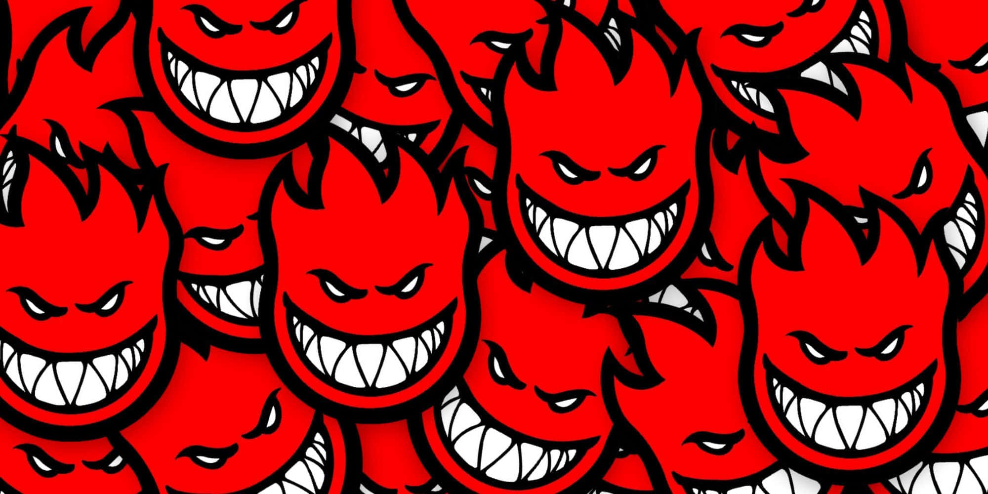 Spitfire Skate, red devil faces, sharp teeth, Full HD Desktop Wallpaper
