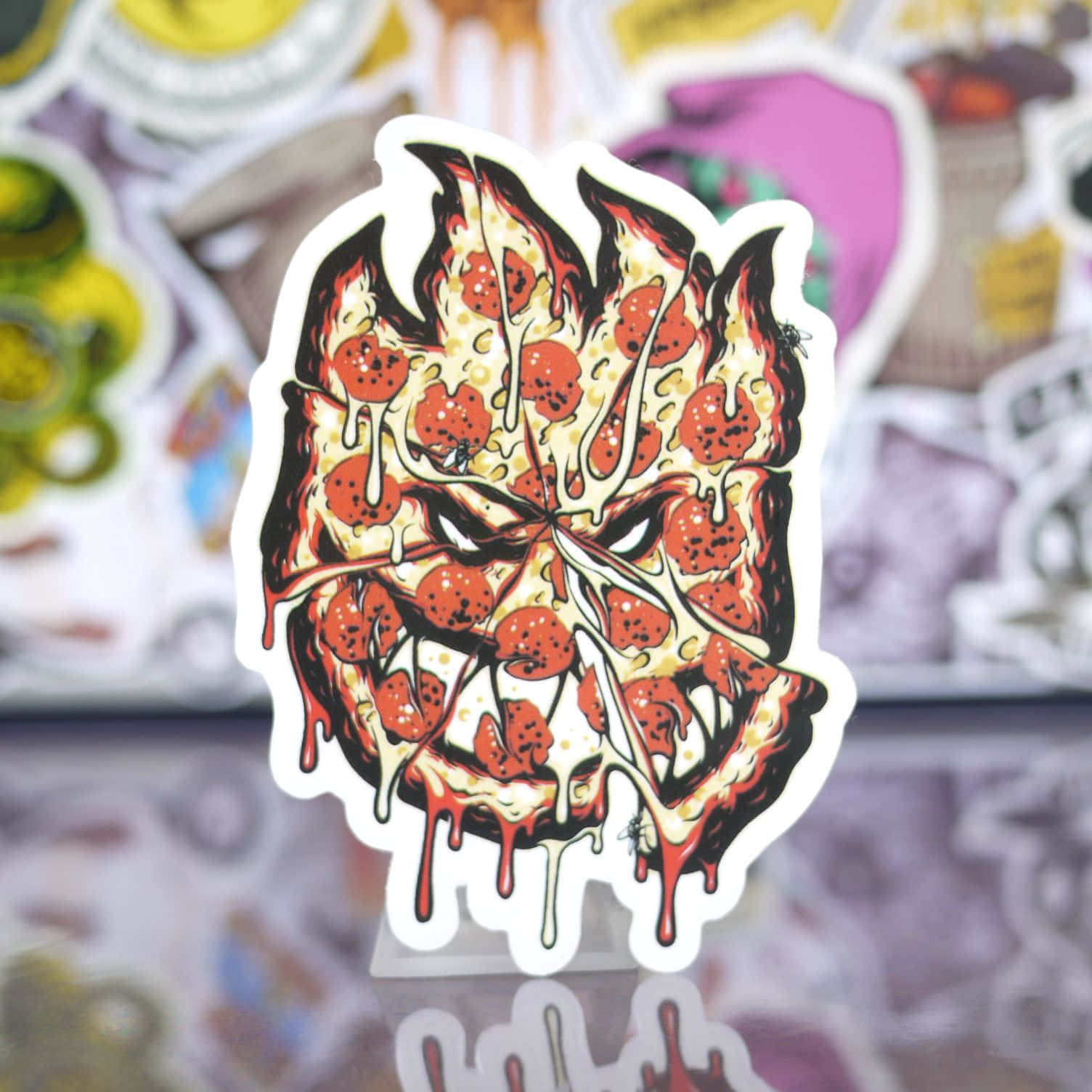 Spitfire Skate, Pizza Sticker, menacing pizza face, HD Desktop Wallpaper