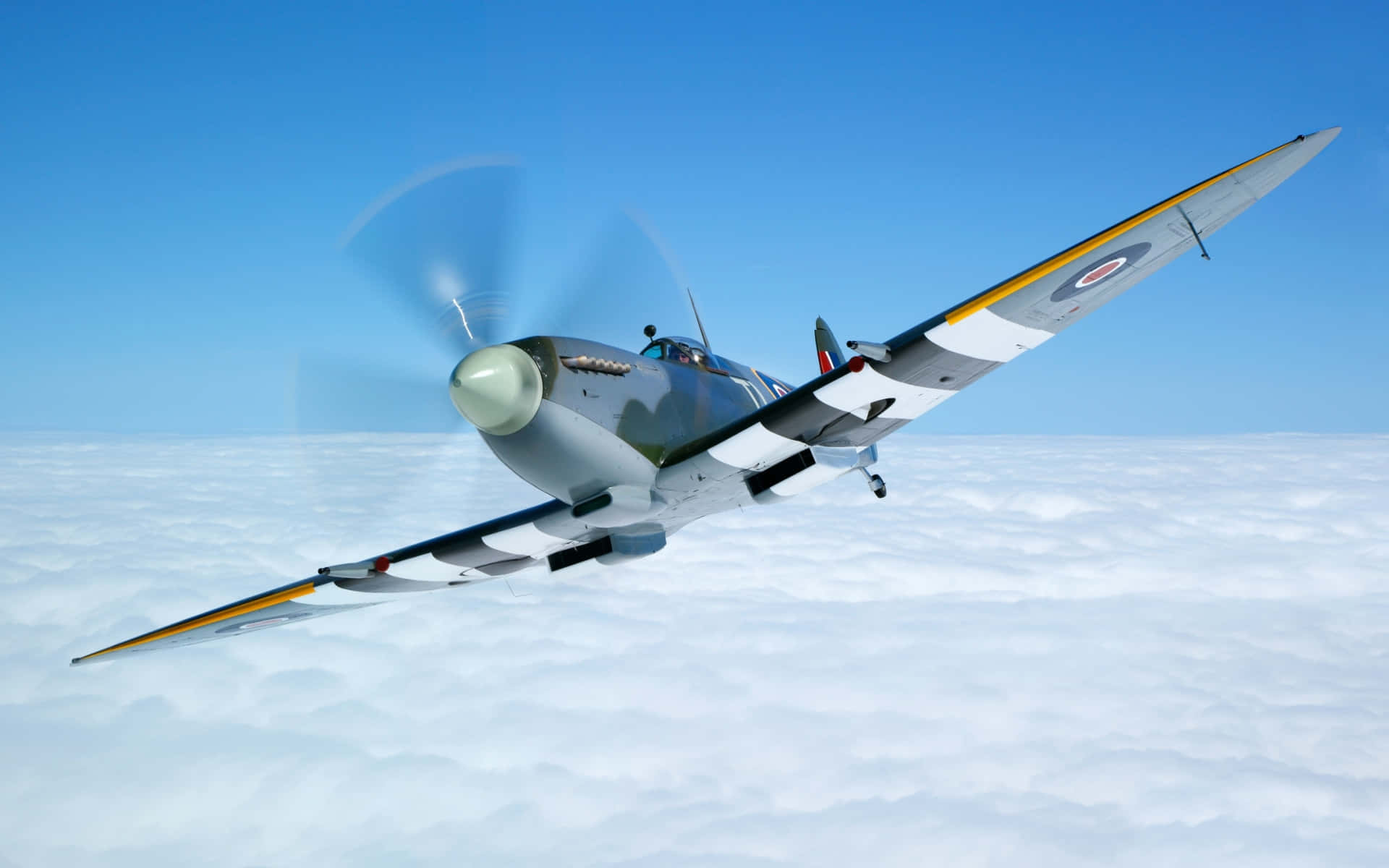 Spitfire, silver, propeller, Full HD Desktop Wallpaper