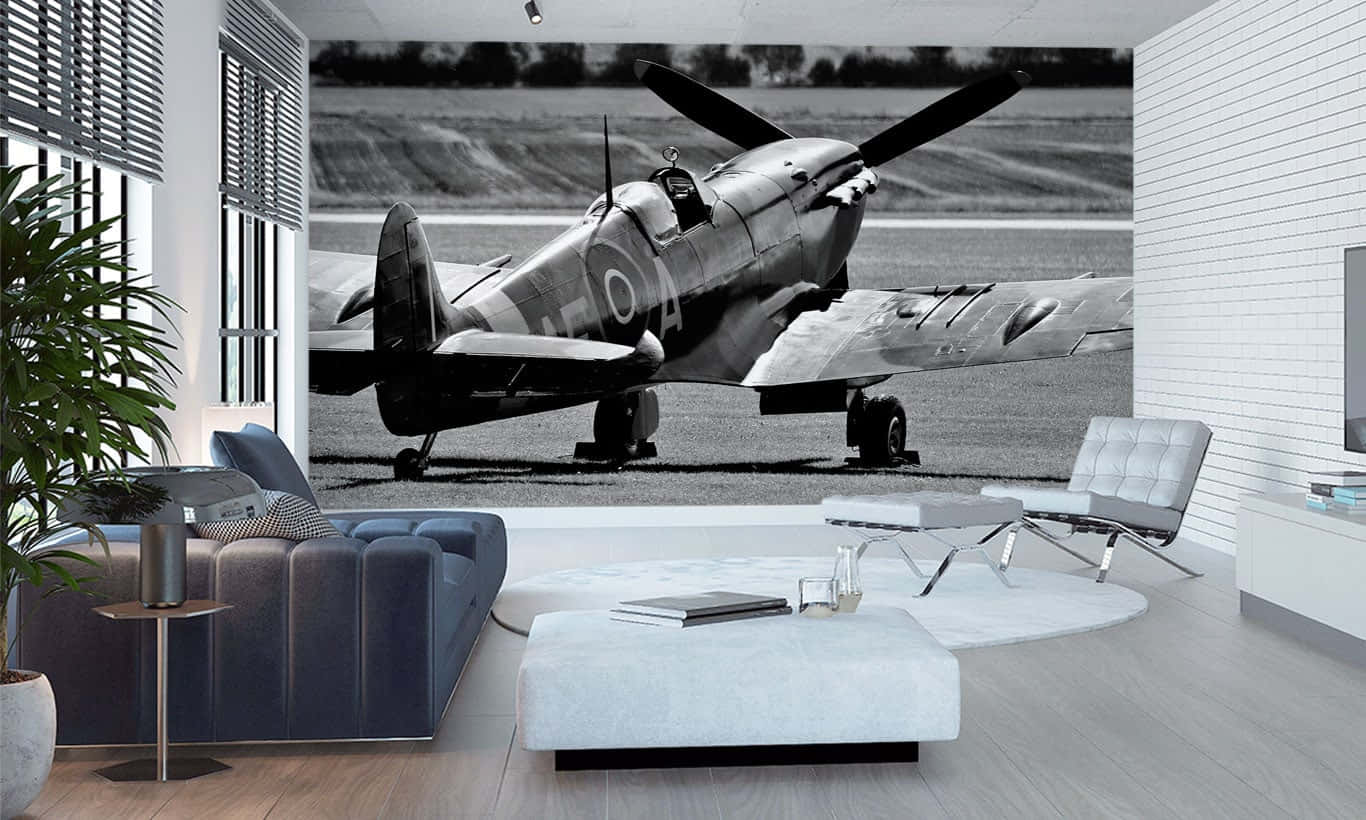 Spitfire, vintage fighter plane, modern living room wall mural, HD Desktop Wallpaper